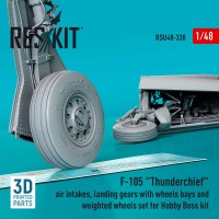 RSU48-0338   F-105 «Thunderchief» air intakes, landing gears with wheels bays and weighted wheels set for Hobby Boss kit (3D Printed) (1/48) (attach2 83805)