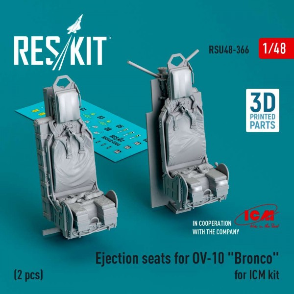 RSU48-0366   Ejection seats for OV-10 "Bronco" (2 pcs) for ICM kit (3D Printed) (1/48) (thumb83823)