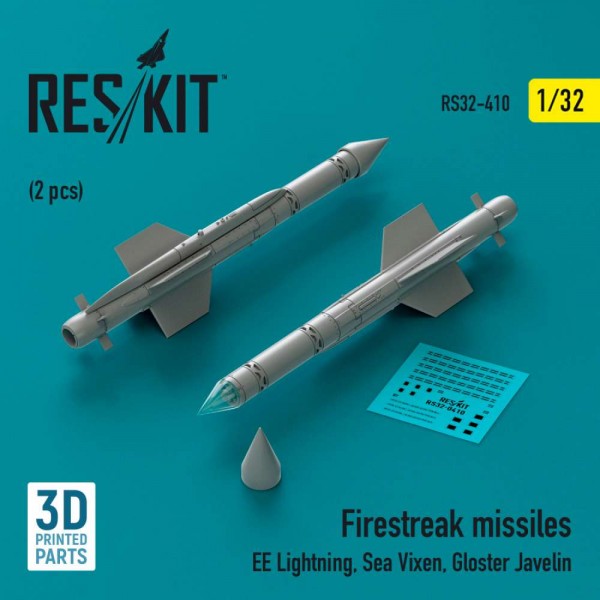 RS32-0410   Firestreak missiles (2 pcs) (EE Lightning, Sea Vixen, Gloster Javelin) (3D Printed) (1/32) (thumb83580)