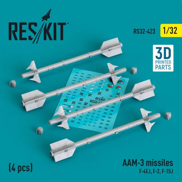 RS32-0423   AAM-3 missiles (4 pcs) (F-4EJ, F-2, F-15J) (3D Printed) (1/32) (thumb83584)