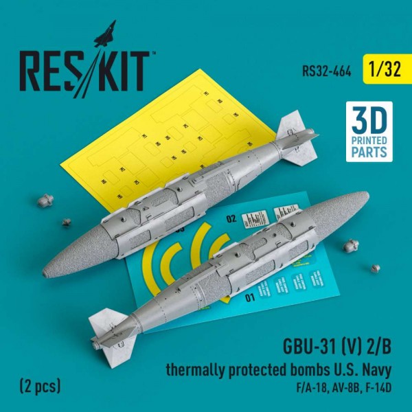 RS32-0464   GBU-31 (V) 2/B thermally protected bombs U.S. Navy (2 pcs) (F/A-18, AV-8B, F-14D) (3D Printed) (1/32) (thumb83590)