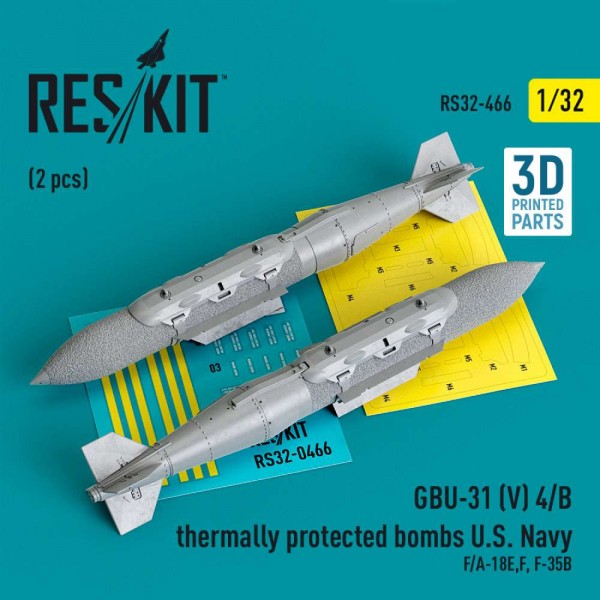 RS32-0466   GBU-31 (V) 4/B thermally protected bombs U.S. Navy (2 pcs) (F/A-18E,F, F-35B) (3D Printed) (1/32) (thumb83594)