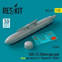 RS32-0471   SUU-23 20mm gun pod (close gun bay) for F-4 «Phantom II» (USAF) (1 pcs) (3D Printed) (1/32) (attach1 83606)