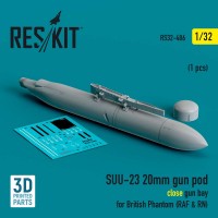 RS32-0486   SUU-23 20mm gun pod (close gun bay) for British Phantom (RAF & RN) (1 pcs) (3D Printed) (1/32) (attach1 83629)