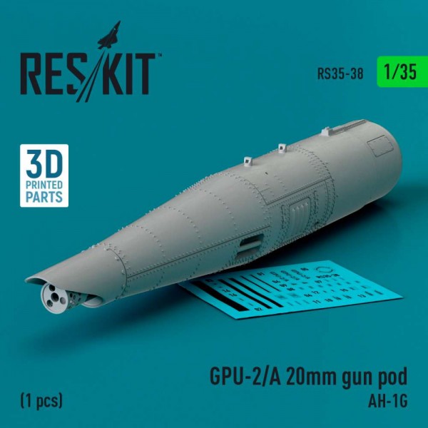 RS35-0038   GPU-2/A 20mm gun pod (1 pcs) (AH-1G) (3D Printed) (1/35) (thumb83542)