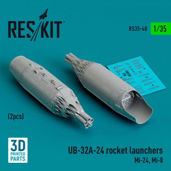 RS35-0040   UB-32A-24 rocket launchers (2 pcs) (Mi-24, Mi-8) (3D Printed) (1/35) (thumb83546)