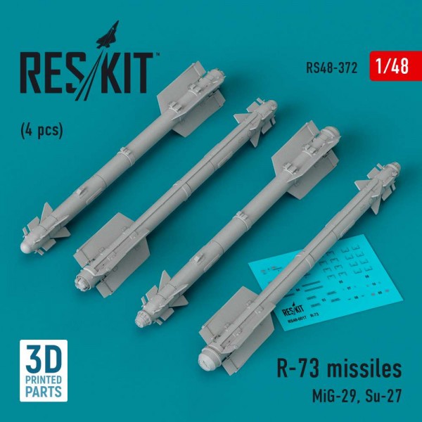 RS48-0372   R-73 missiles (4 pcs) (MiG-29, Su-27) (3D Printed) (1/48) (thumb83699)