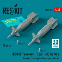 RS48-0380   1000 lb Paveway II LGB (UK) bombs (2 pcs) (Tornado, Eurofighter,Buccaneer, Harrier) (3D Printed) (1/48) (thumb83703)