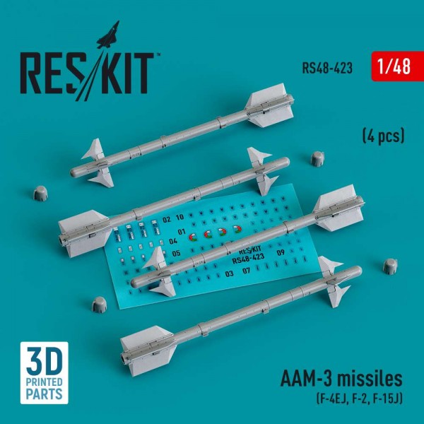 RS48-0423   AAM-3 missiles (4 pcs) (F-4EJ, F-2, F-15J) (3D Printed) (1/48) (thumb83717)