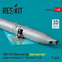 RS48-0468   SUU-16A 20mm gun pod (open gun bay) wings mounting for F-4 «Phantom II» (C,D)  (1 pcs) (3D Printed) (1/48) (attach1 83735)