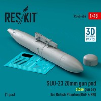 RS48-0486   SUU-23 20mm gun pod (close gun bay) for British Phantom (RAF & RN) (1 pcs) (3D Printed) (1/48) (attach1 83766)