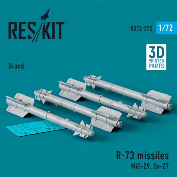 RS72-0372   R-73 missiles (4 pcs) (MiG-29, Su-27) (3D Printed) (1/72) (thumb83893)