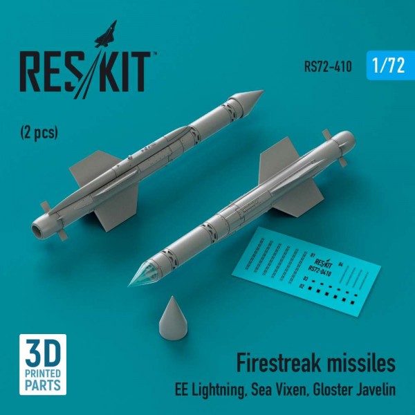 RS72-0410   Firestreak missiles (2pcs) (EE Lightning, Sea Vixen, Gloster Javelin) (3D Printed) (1/72) (thumb83907)