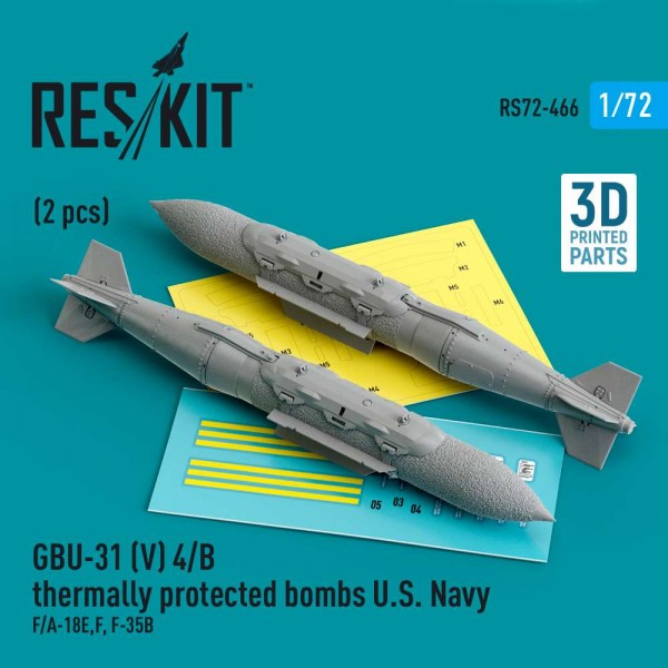 RS72-0466   GBU-31 (V) 4/B thermally protected bombs U.S. Navy (2 pcs) (F/A-18E,F, F-35B) (3D Printed) (1/72) (thumb83925)