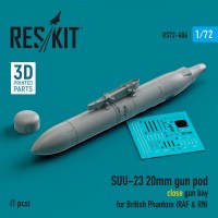 RS72-0486   SUU-23 20mm gun pod (close gun bay) for British Phantom (RAF & RN) (1 pcs) (3D Printed) (1/72) (attach1 83961)