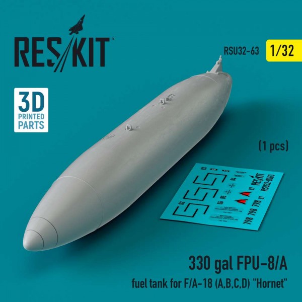 RSU32-0063   330 gallon FPU-8/A fuel tank for F/A-18 (A,B,C,D) "Hornet" (1 pcs) (3D Printed) (1/32) (thumb83632)