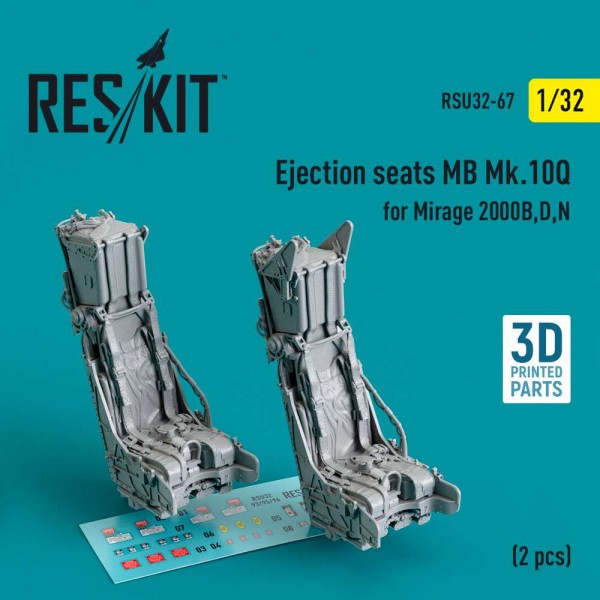 RSU32-0067   Ejection seats MB Mk.10Q for Mirage 2000B,D,N (2 pcs) (3D Printed) (1/32) (thumb83636)