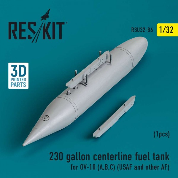 RSU32-0086   230 gallon centerline fuel tank for OV-10 (A,B,C) (USAF and other AF) (1 pcs) (3D Printed) (1/32) (thumb83640)