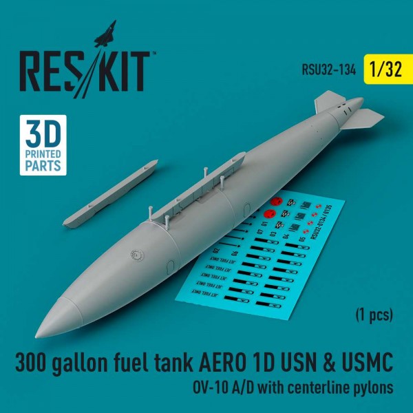 RSU32-0134   300 gallon fuel tank AERO 1D USN & USMC (1 pcs) (OV-10 A/D with centerline pylons) (3D Printed) (1/32) (thumb83652)