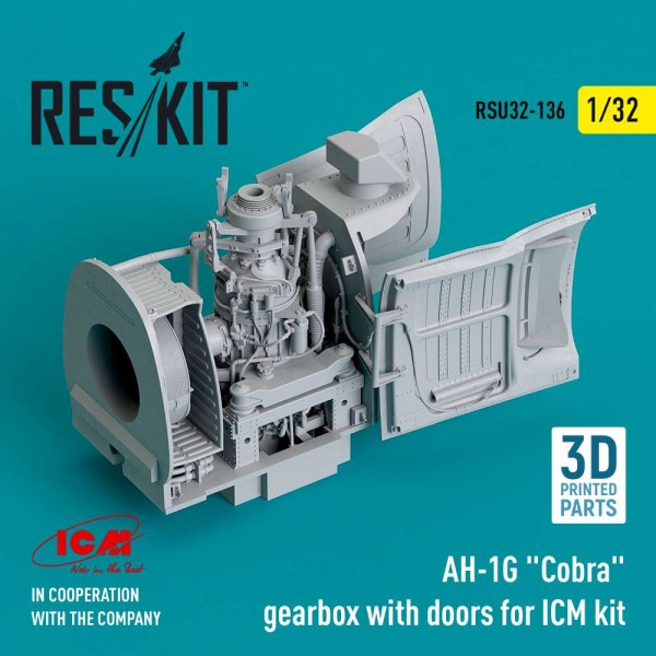 RSU32-0136   AH-1G "Cobra" gearbox with doors for ICM kit (3D Printed) (1/32) (thumb83654)