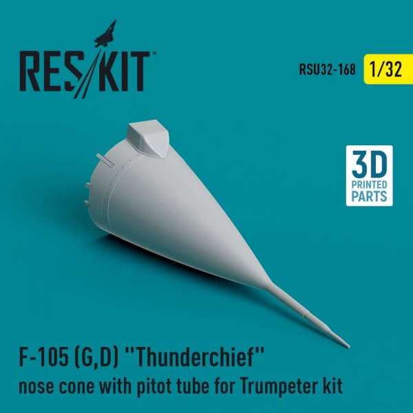 RSU32-0168   F-105 (G,D) "Thunderchief" nose cone with pitot tube for Trumpeter kit (3D Printed) (1/32) (thumb83690)