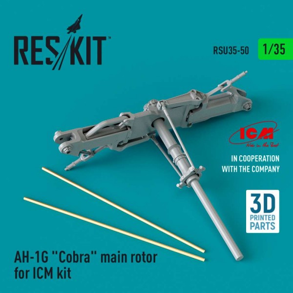 RSU35-0050   AH-1G "Cobra" main rotor for ICM kit (3D Printed) (1/35) (thumb83555)