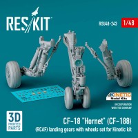 RSU48-0243   CF-18 «Hornet» (CF-188) (RCAF) landing gears with wheels set for Kinetic kit (3D Printed) (1/48) (attach1 83786)