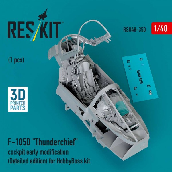 RSU48-0350   F-105D "Thunderchief" cockpit early modification (Detailed edition) for HobbyBoss kit (3D Printed) (1/48) (thumb84898)