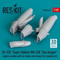 RSU48-0401   CH-53E «Super Stallion», MH-53E «Sea dragon» engine nacelles with air intake and exhaust for Academy kit (3D printed) (1/48) (attach1 83870)