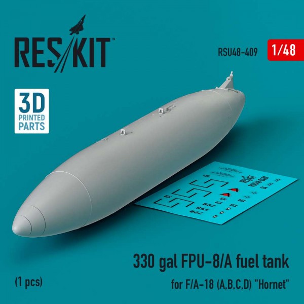 RSU48-0409   330 gallon FPU-8/A fuel tank for F/A-18 (A,B,C,D) "Hornet" (1 pcs) (3D Printed) (1/48) (thumb83874)