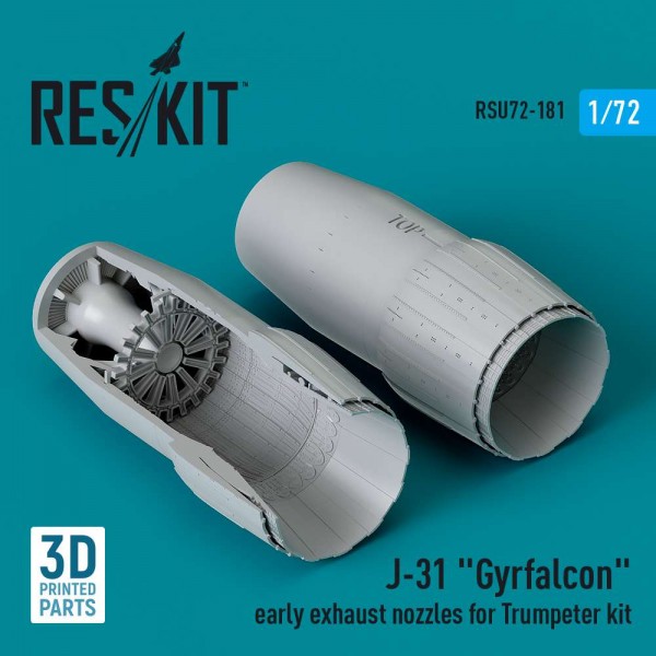 RSU72-0181   J-31 «Gyrfalcon» early exhaust nozzles for Trumpeter kit (3D Printed) (1/72) (thumb83970)