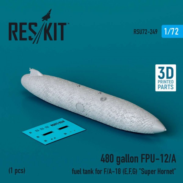 RSU72-0249   480 gallon FPU-12/A fuel tank for F/A-18 (E,F,G) "Super Hornet" (1 pcs) (3D Printed) (1/72) (thumb83972)