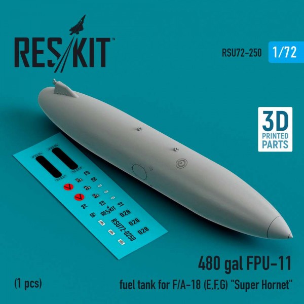 RSU72-0250   480 gallon FPU-11 fuel tank for F/A-18 (E,F,G) «Super Hornet» (1 pcs) (3D Printed) (1/72) (thumb83974)