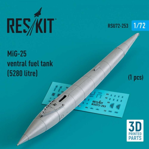 RSU72-0253   MiG-25 ventral fuel tank (5280 litre) (1 pcs) (3D Printed) (1/72) (thumb83976)