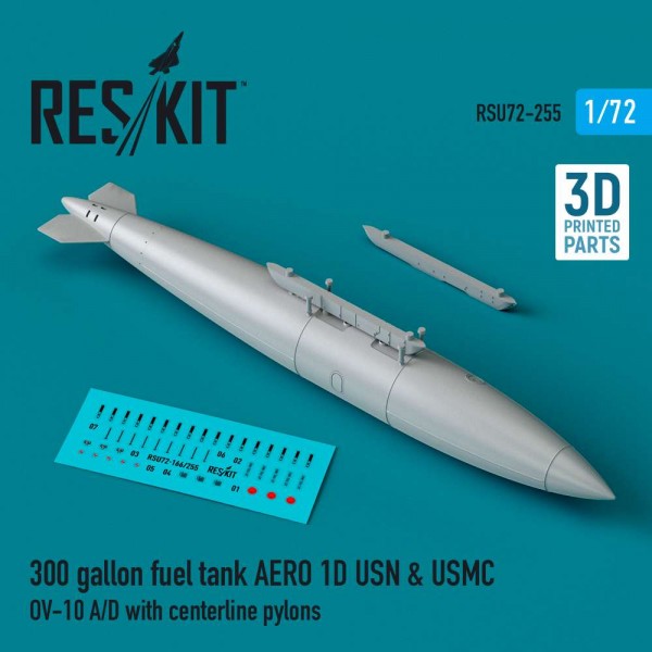 RSU72-0255   300 gallon fuel tank AERO 1D USN & USMC (1 pcs) (OV-10 A/D with centerline pylons) (3D Printed) (1/72) (thumb83978)