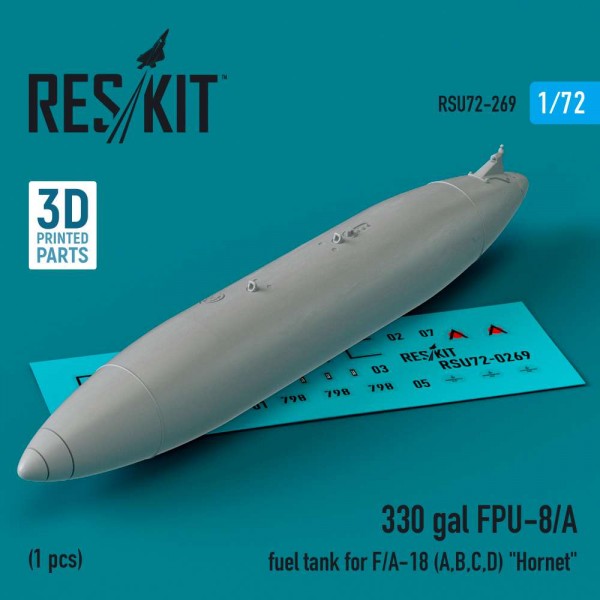 RSU72-0269   330 gal FPU-8/A fuel tank for F/A-18 (A,B,C,D) «Hornet»  (1 pcs) (3D printed)  (1/72) (thumb83988)