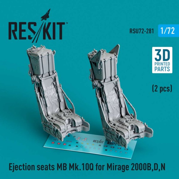 RSU72-0281   Ejection seats MB Mk.10Q for Mirage 2000B,D,N (2 pcs) (3D Printed) (1/72) (thumb83994)