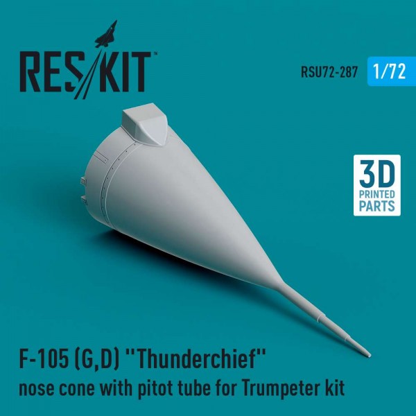 RSU72-0287   F-105 (G,D) "Thunderchief" nose cone with pitot tube for Trumpeter kit (3D Printed) (1/72) (thumb84000)