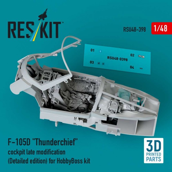 RSU48-0398   F-105D «Thunderchief» cockpit late modification (Detailed edition) for HobbyBoss kit (3D Printed) (1/48) (thumb84904)