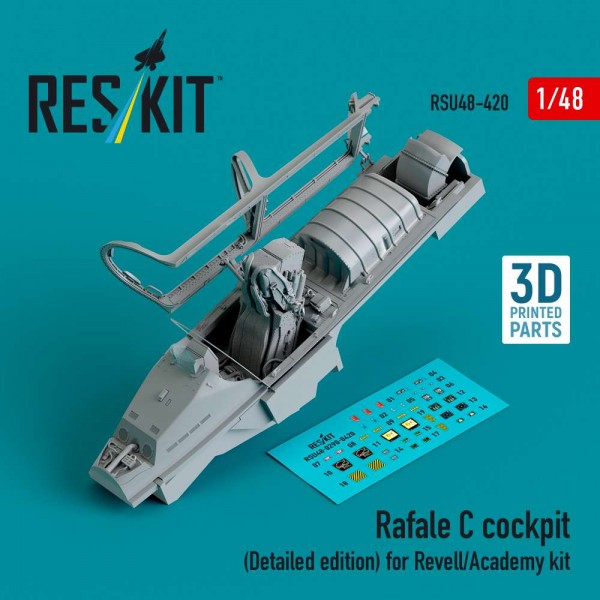 RSU48-0420   Rafale C cockpit (Detailed edition) for Revell/Academy kit (3D printed) (1/48) (thumb84926)