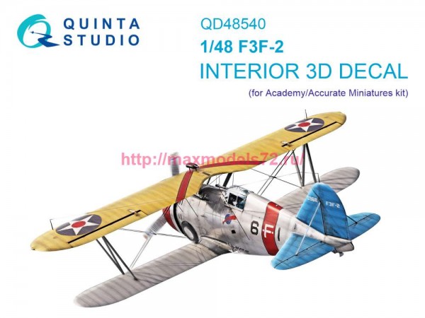 QD48540   3D Декаль интерьера кабины F3F-2 (Academy/Accurate Miniatures) (thumb87361)