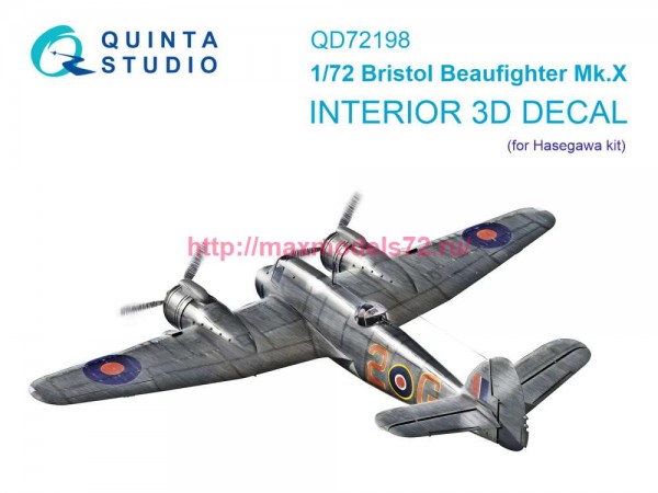 QD72198   3D Декаль интерьера кабины Bristol Beaufighter Mk.X (Hasegawa) (thumb87331)