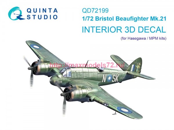 QD72199   3D Декаль интерьера кабины Bristol Beaufighter Mk.21 (Hasegawa/MPM) (thumb87341)