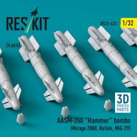 RS32-0422   AASM-250 «Hammer» bombs (6 pcs) (Mirage 2000, Rafale, MiG-29) (3D Printed) (1/32) (attach1 84821)