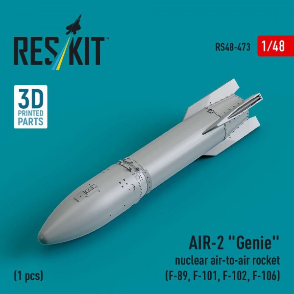 RS48-0473   AIR-2 "Genie" nuclear air-to-air rocket (1 pcs) (F-89, F-101, F-102, F-106) (3D Printed) (1/48) (thumb84883)