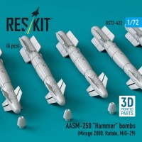 RS72-0422   AASM-250 «Hammer» (6 pcs) (Mirage 2000, Rafale, MiG-29) (3D Printed) (1/72) (attach1 84955)