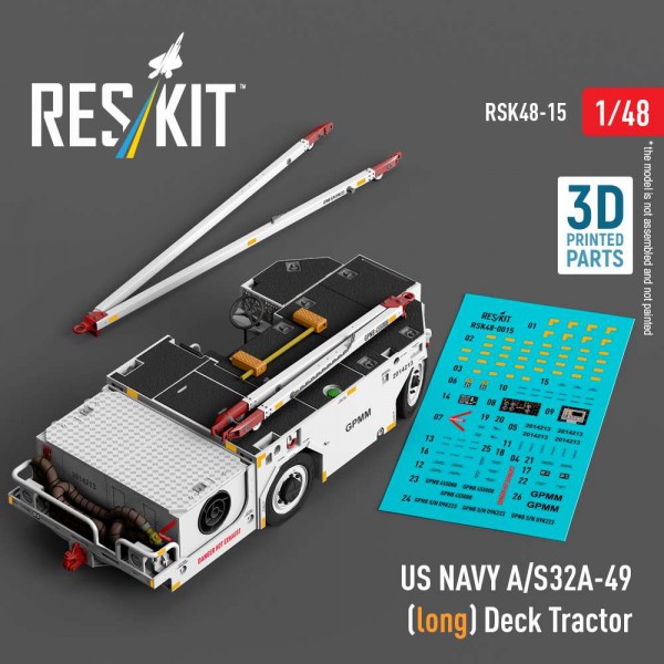 RSK48-0015   US NAVY A/S32A-49 (long) Deck Tractor (3D Printed model kit) (1/48) (thumb84858)