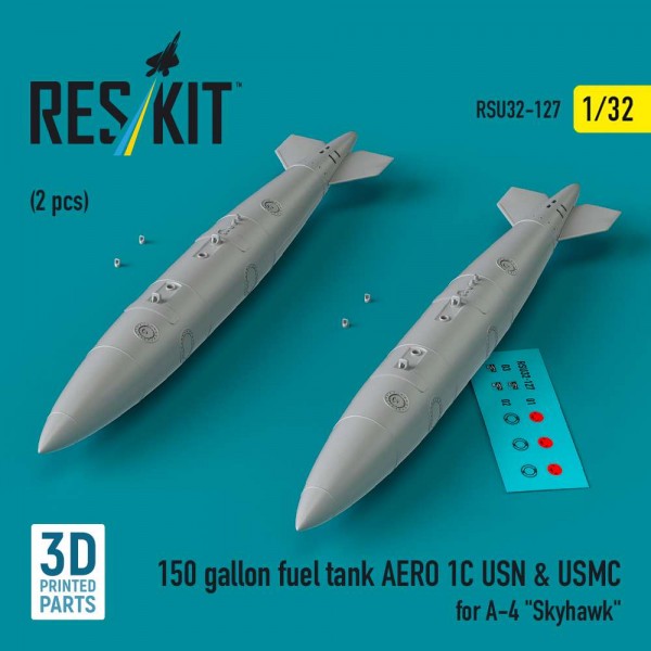 RSU32-0127   150 gallon fuel tank AERO 1C USN & USMC for A-4 "Skyhawk" (2 pcs) (3D Printed) (1/32) (thumb84842)