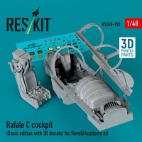 RSU48-0290   Rafale C cockpit (Basic edition with 3D decals) for Revell/Academy kit (3D printed) (1/48) (attach1 84889)