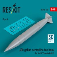 RSU48-0425   600 gallon centerline fuel tank for A-10 "Thunderbolt II" (1 pcs) (3D Printed) (1/48) (thumb84929)